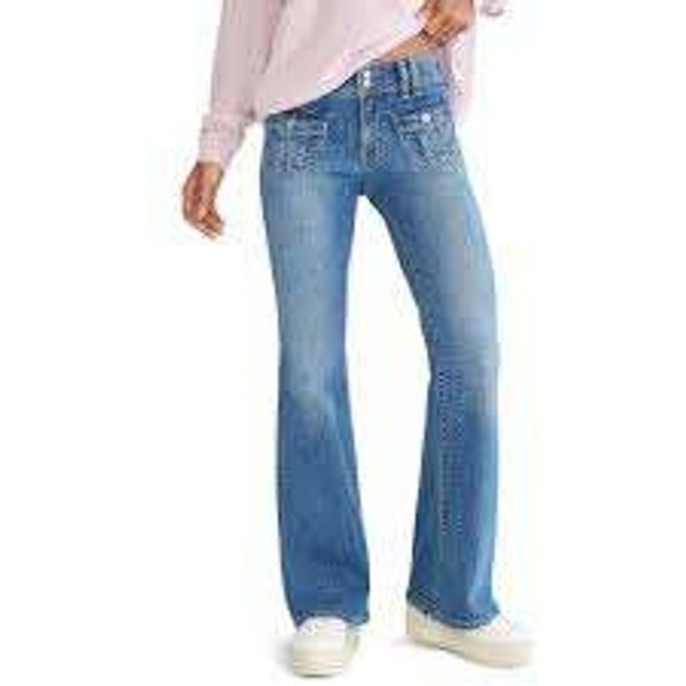 Aeropostale Low Rise Jeans Medium WashBlue Front Flap Pockets Size 6 Short